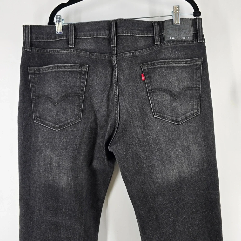 Levi's 511 Slim Fit‎ Jeans Mens 38x32 Black Faded Denim Stretch Pants